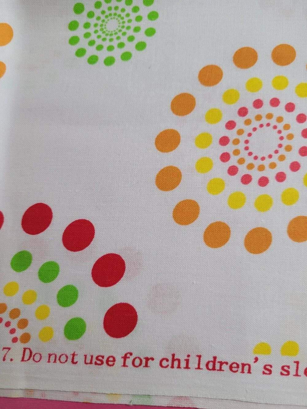 Spring Industries White Sewing Fabric with Colorful Dot Burst Pattern (1519)